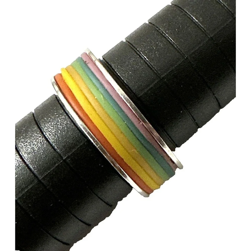 SPIKES Brand Rainbow Ring Stainless Steel Multicolor Band Pride SZ 12 Band